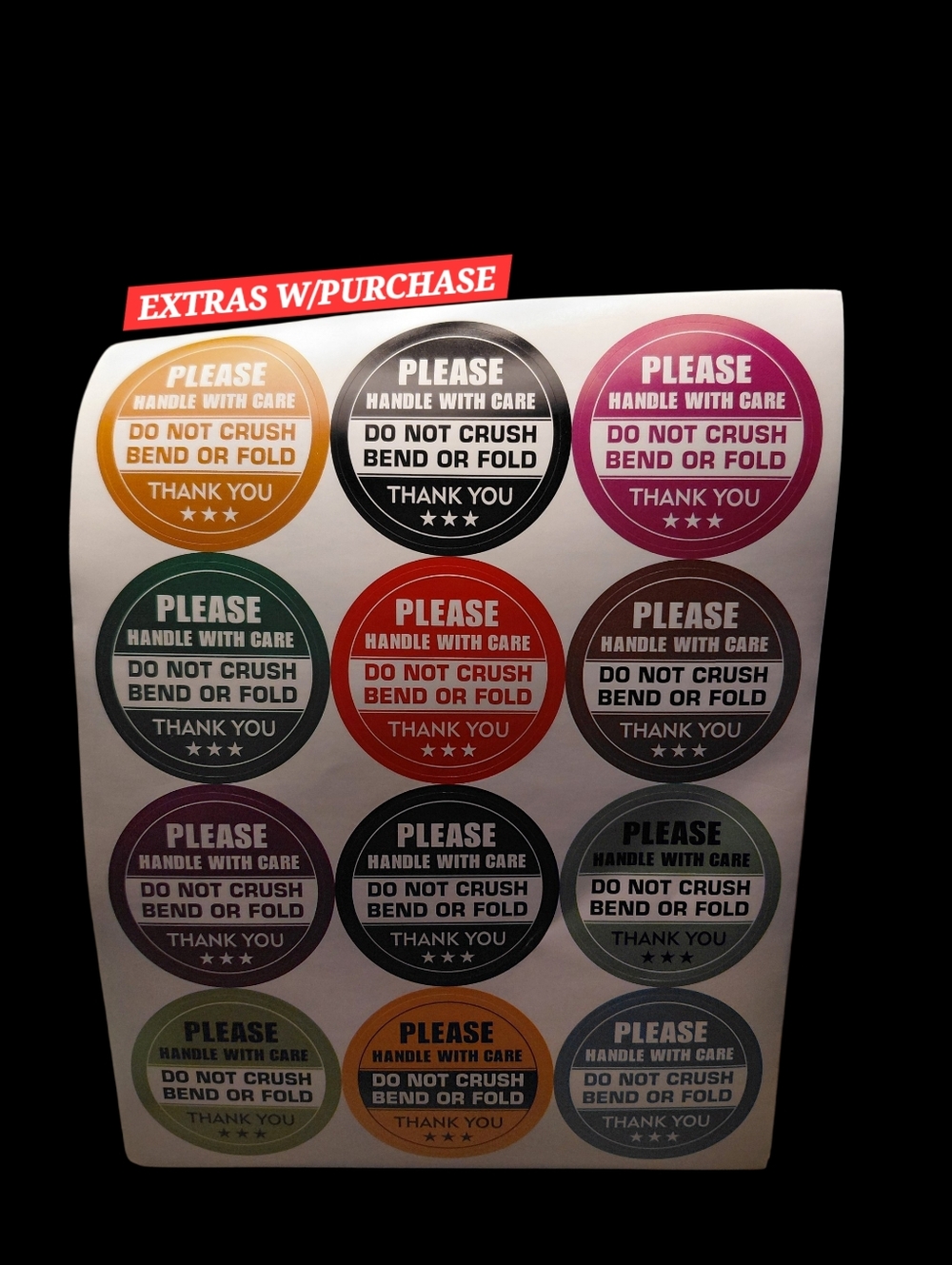 120ct. Colorful 'Please Handle With Care' Sticker Sheet - Multi Color 1.5"x1.5"